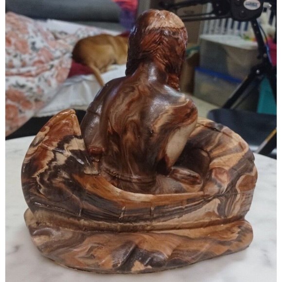 Canoe Door Stop or Single Bookend Carved Rock Very Heavy - Picture 4 of 8